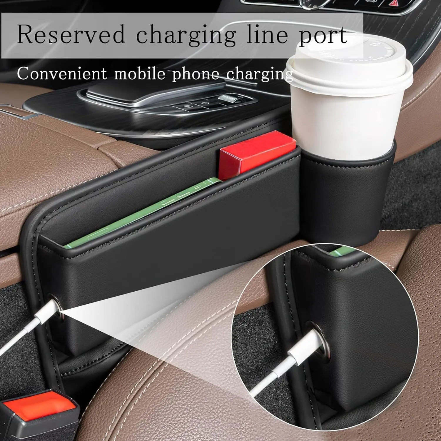 Car Seat Gap Filler Organizer for Nissan Qashqai 2 I (NJ10) 2008 2009 2010 2011 2012 2013 2014, Car Gap Filler Car Seat Storage Box Seat Gap Storage Box Car Accessories,Black
