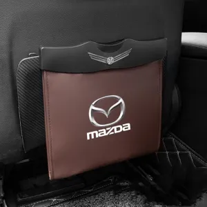 Car Trash Can for Mazda Mazda3 Axela Mazda6 Atenza CX50 CX4 CX30 Hanging Car Storage Bag with Lighting Garbage Bag Emblem Garbage Bag Waterproof,Brown