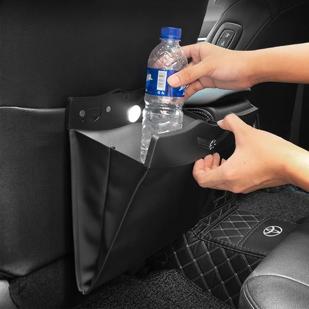 Car Trash Can for Mazda Mazda3 Axela Mazda6 Atenza CX50 CX4 CX30 Hanging Car Storage Bag with Lighting Garbage Bag Emblem Garbage Bag Waterproof,Brown