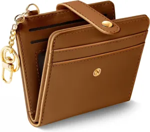 Caramel Rfid Ladies Wallet, Small Slim Thin Compact Credit Card Women Wallet, PU Leather Bifold Cash Zipper Coin Pocket ID Window for Female Gifts