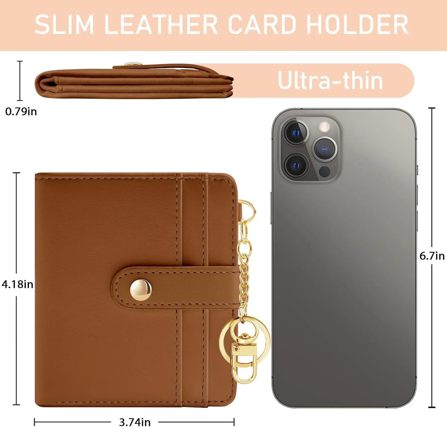 Caramel Rfid Ladies Wallet, Small Slim Thin Compact Credit Card Women Wallet, PU Leather Bifold Cash Zipper Coin Pocket ID Window for Female Gifts