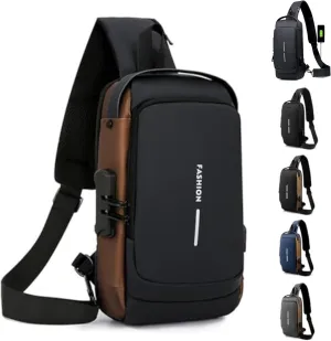 Carbon Fiber Streamline Anti-theft Sling Bag, Sling Backpack USB Waterproof Chest Daypack for Travel Gym Sports (A)