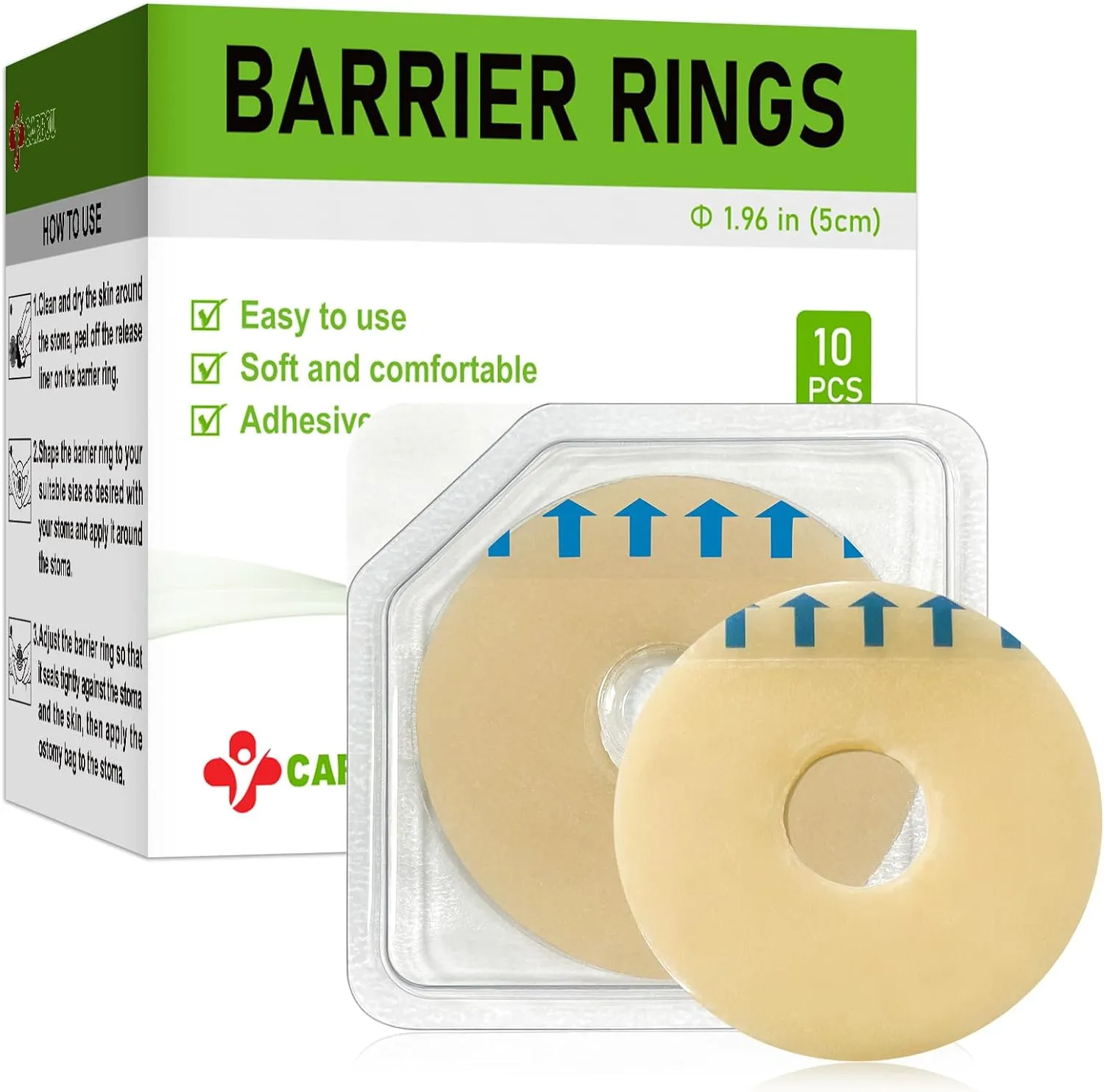 Carbou Ostomy Barrier Rings-Outer Diameter: 2" (50mm) 3.5mm Thickness,Compatible with All Bag Types and Brands (2" (Pack of 10))