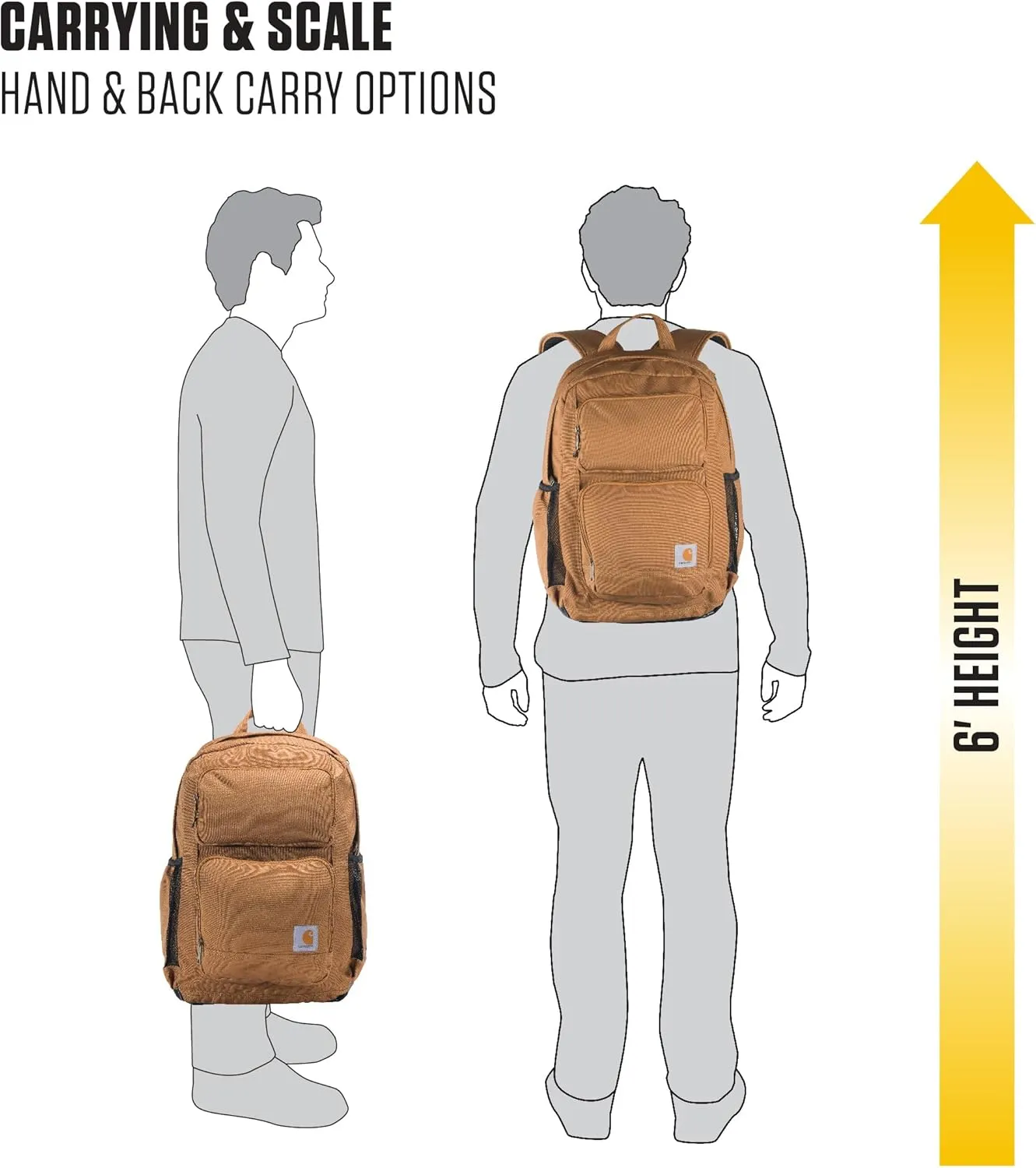 Carhartt 28L Backpack, Durable Pack with Laptop Sleeve and Duravax Abrasion Resistant Base, Everyday Dual Compartment Brown, One Size