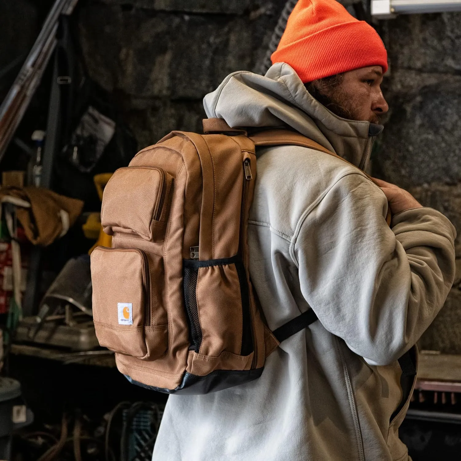 Carhartt 28L Backpack, Durable Pack with Laptop Sleeve and Duravax Abrasion Resistant Base, Everyday Dual Compartment Brown, One Size