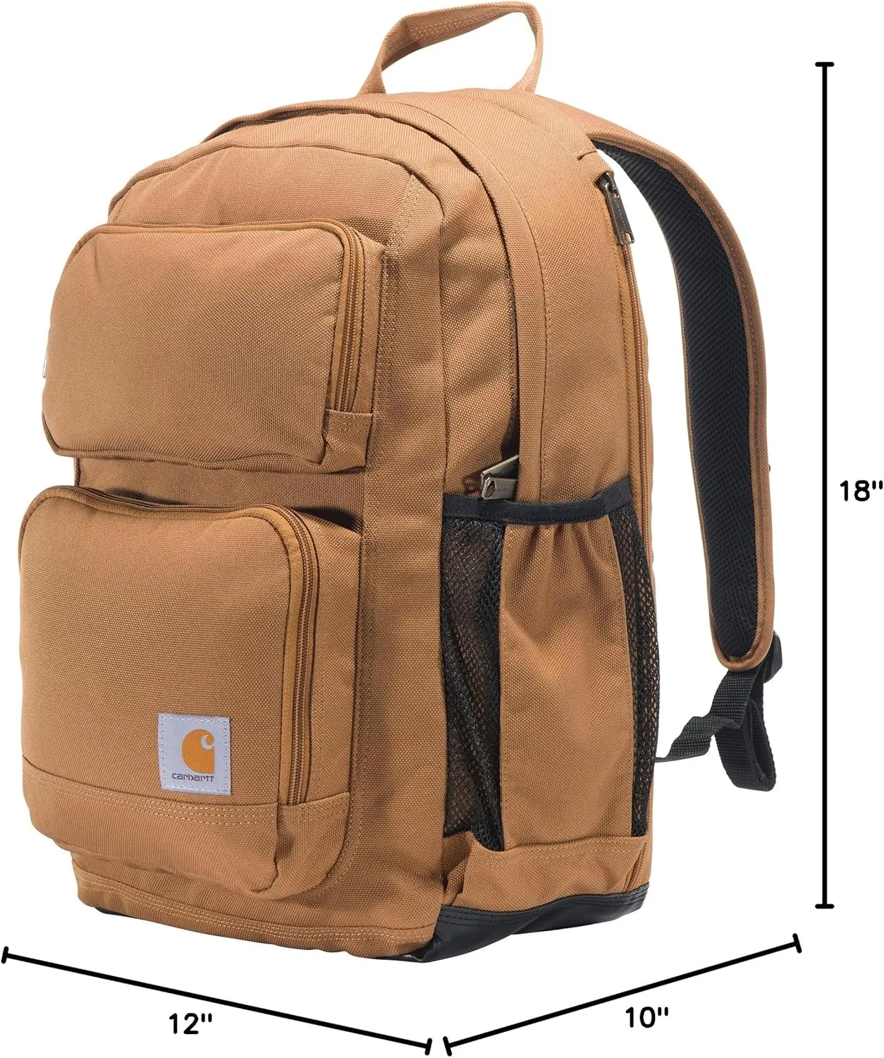 Carhartt 28L Backpack, Durable Pack with Laptop Sleeve and Duravax Abrasion Resistant Base, Everyday Dual Compartment Brown, One Size
