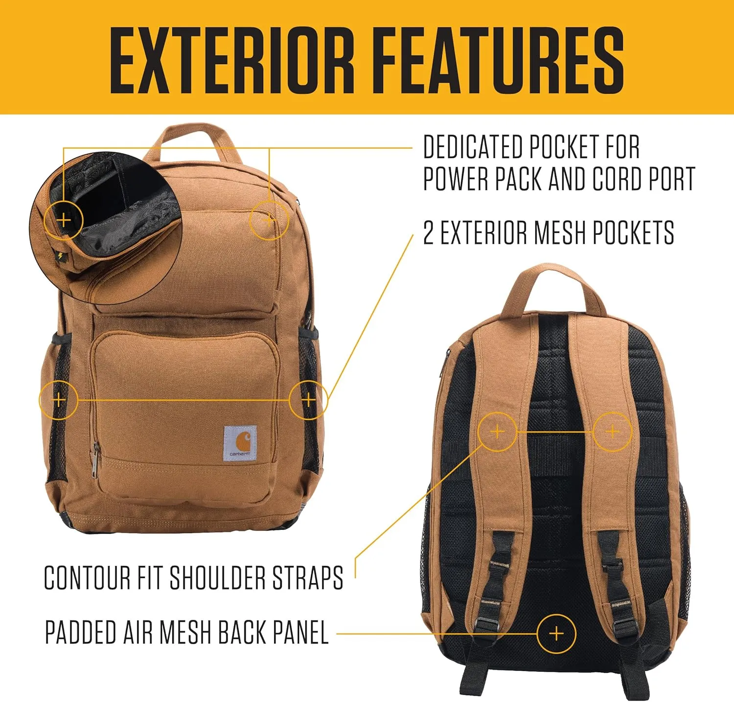 Carhartt 28L Backpack, Durable Pack with Laptop Sleeve and Duravax Abrasion Resistant Base, Everyday Dual Compartment (Navy), One Size