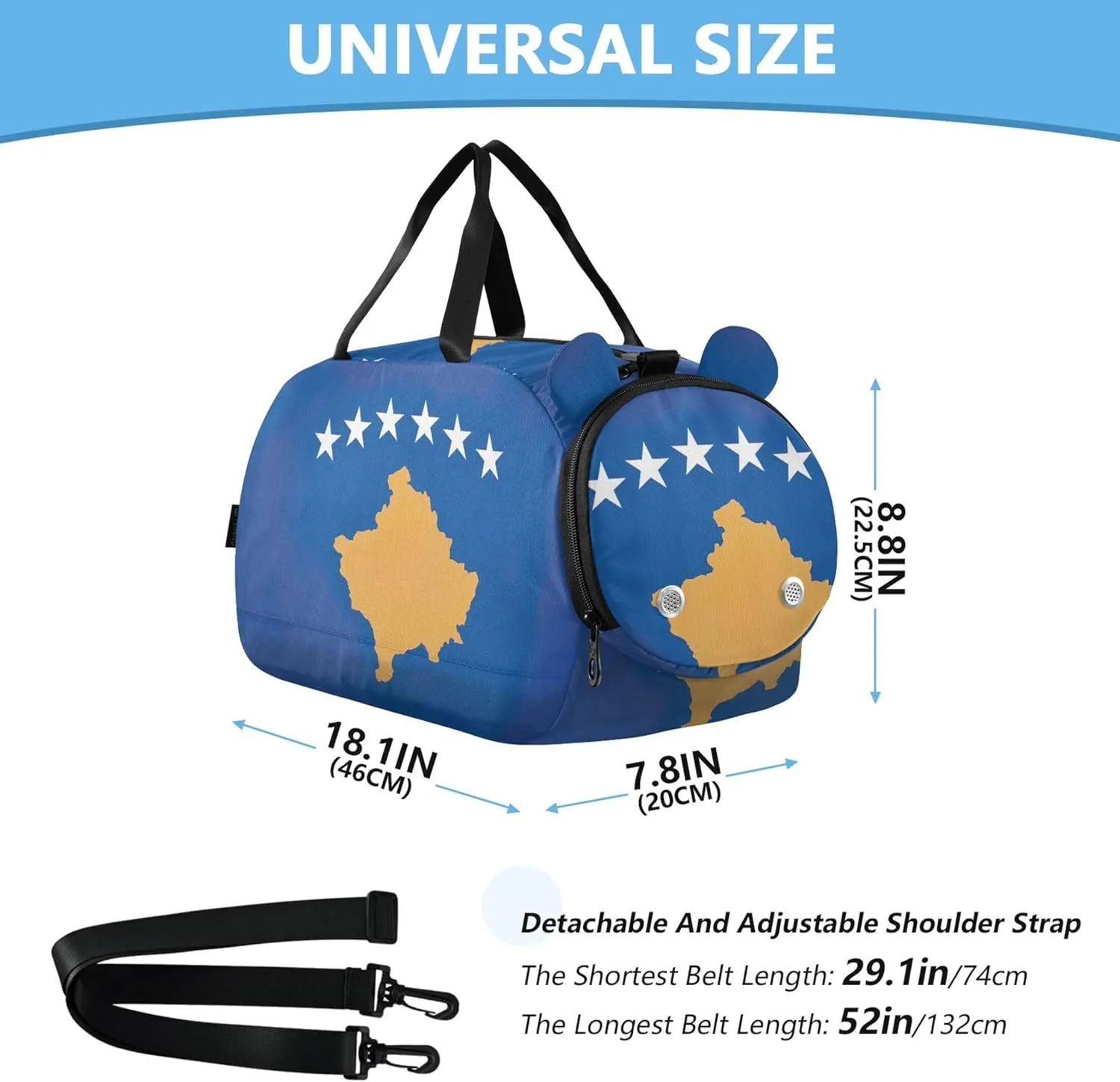 Carry on Duffel Bag for Boys Weekender Overnight Kosovo Flag Duffle Bags for Traveling Tote Kids Dance Duffle