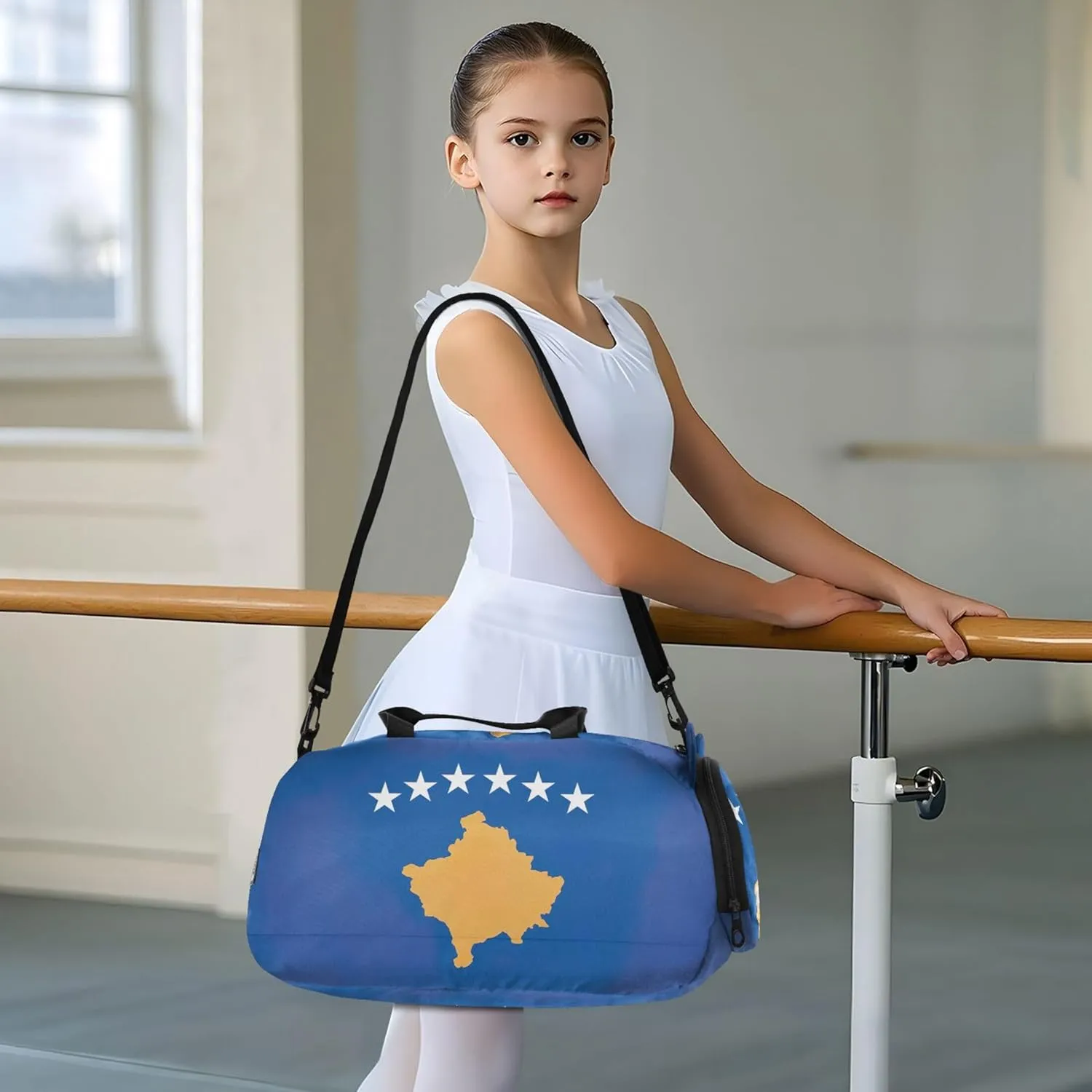 Carry on Duffel Bag for Boys Weekender Overnight Kosovo Flag Duffle Bags for Traveling Tote Kids Dance Duffle