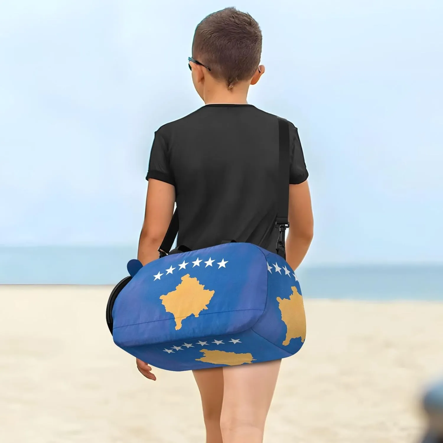 Carry on Duffel Bag for Boys Weekender Overnight Kosovo Flag Duffle Bags for Traveling Tote Kids Dance Duffle