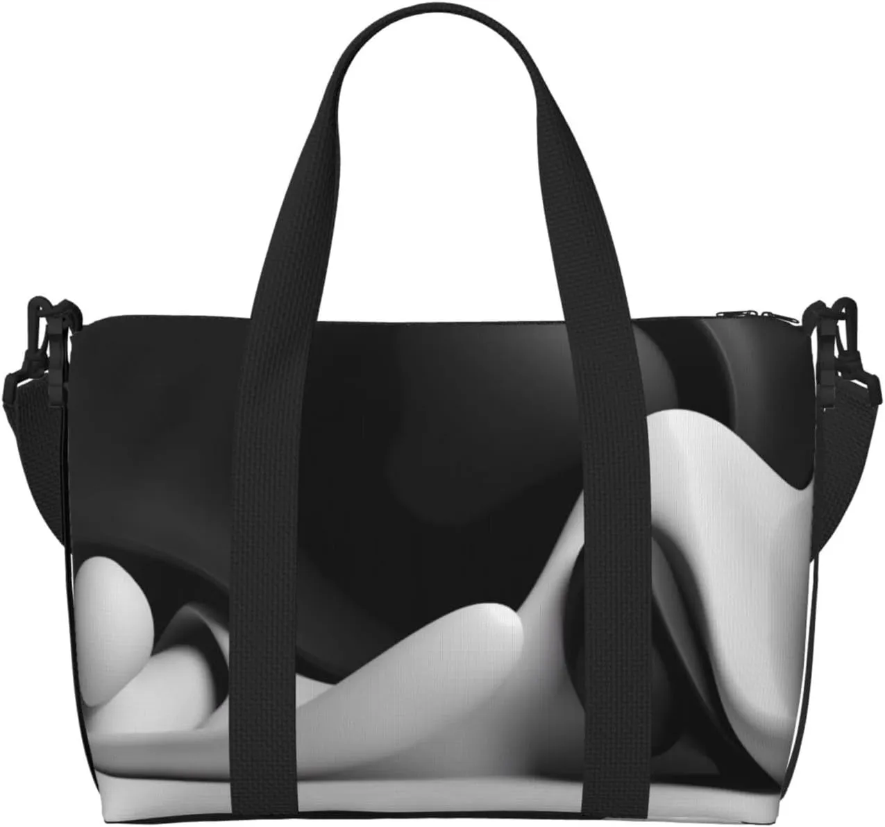 Carry On Duffle Bags Overnight Weekender Bags for Women, Black White Fluid Sculpture Personal Item Travel Bag, Travel Essentials Sport Gym Bag for Men Women