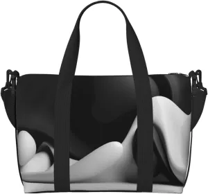 Carry On Duffle Bags Overnight Weekender Bags for Women, Black White Fluid Sculpture Personal Item Travel Bag, Travel Essentials Sport Gym Bag for Men Women