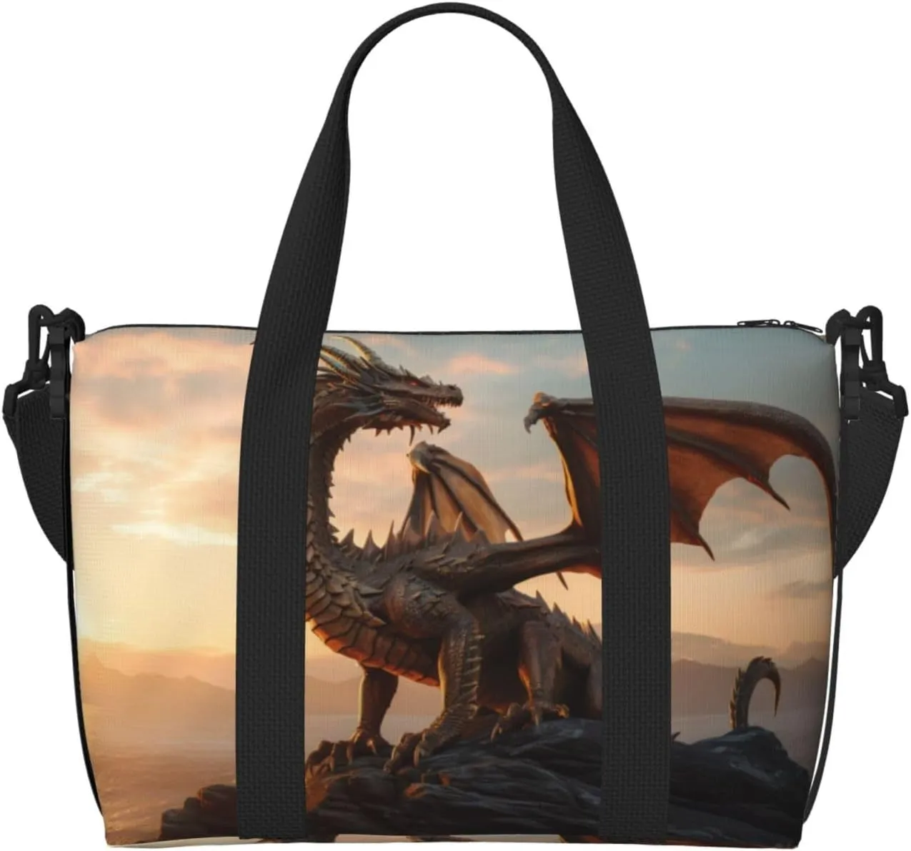 Carry On Duffle Bags Overnight Weekender Bags for Women, Sky Sunset Bronze Dragon Personal Item Travel Bag, Travel Essentials Sport Gym Bag for Men Women