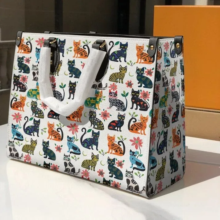 Cat Veganique Leather Tote Bag, Handbag, Work Tote Bags For Women, Office Work