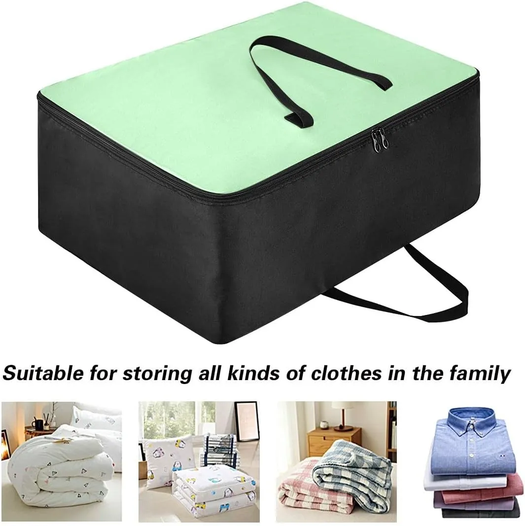 Celadon Green Storage Bags, 27.5x19.7x11 In, Reusable and Sustainable Storage Organizer for Clothes, Bedding, Comforter