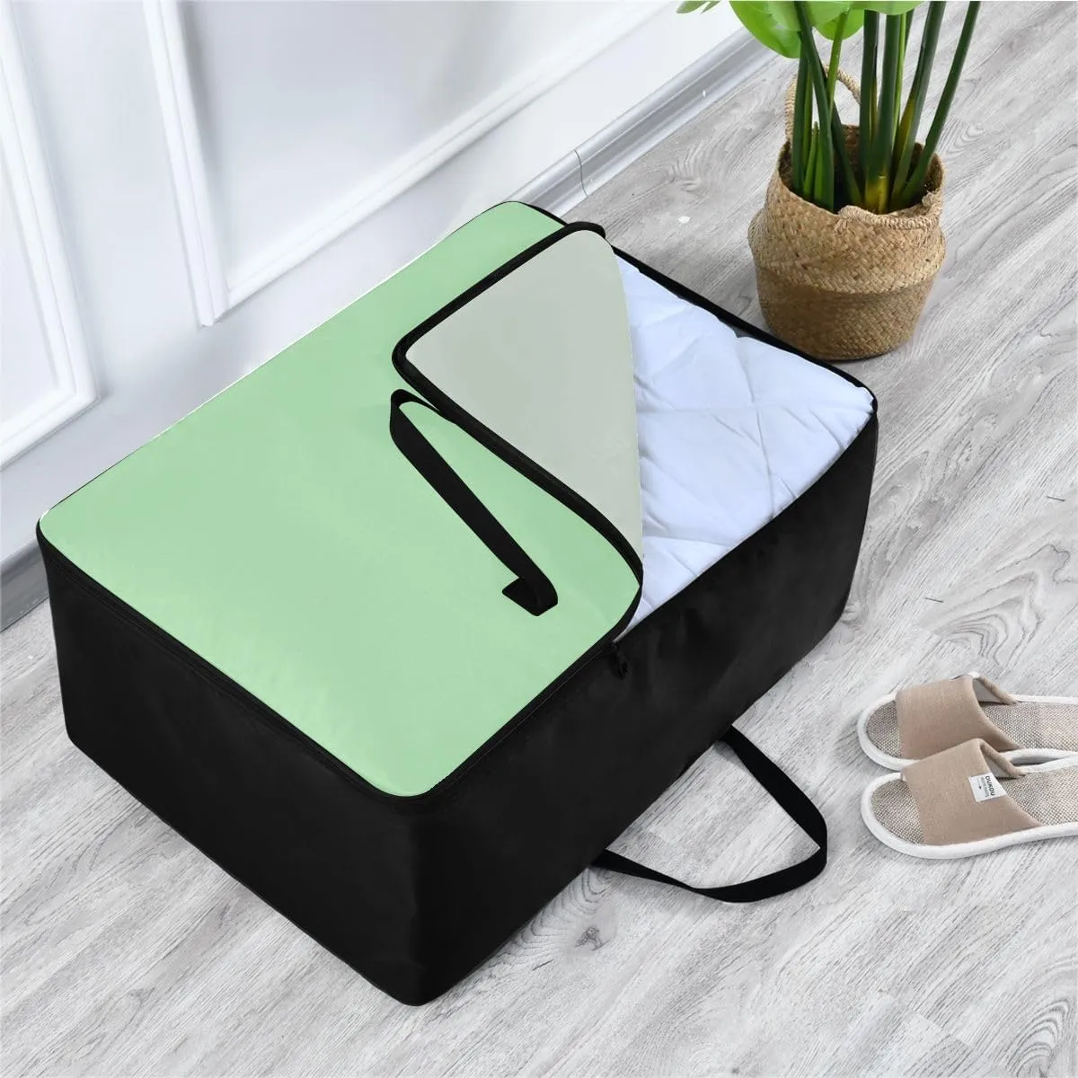 Celadon Green Storage Bags, 27.5x19.7x11 In, Reusable and Sustainable Storage Organizer for Clothes, Bedding, Comforter