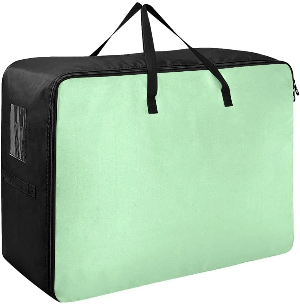 Celadon Green Storage Bags, 27.5x19.7x11 In, Reusable and Sustainable Storage Organizer for Clothes, Bedding, Comforter