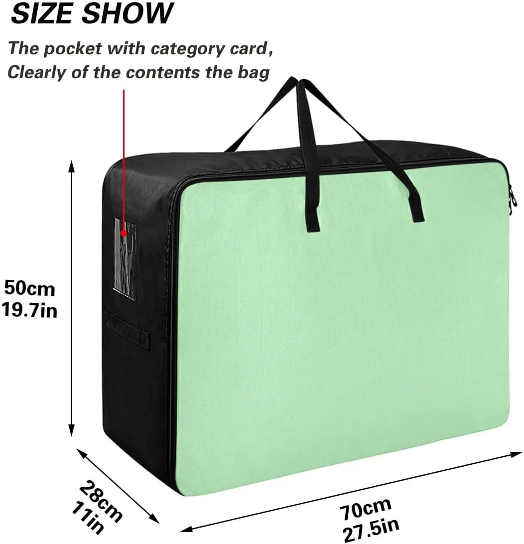 Celadon Green Storage Bags, 27.5x19.7x11 In, Reusable and Sustainable Storage Organizer for Clothes, Bedding, Comforter