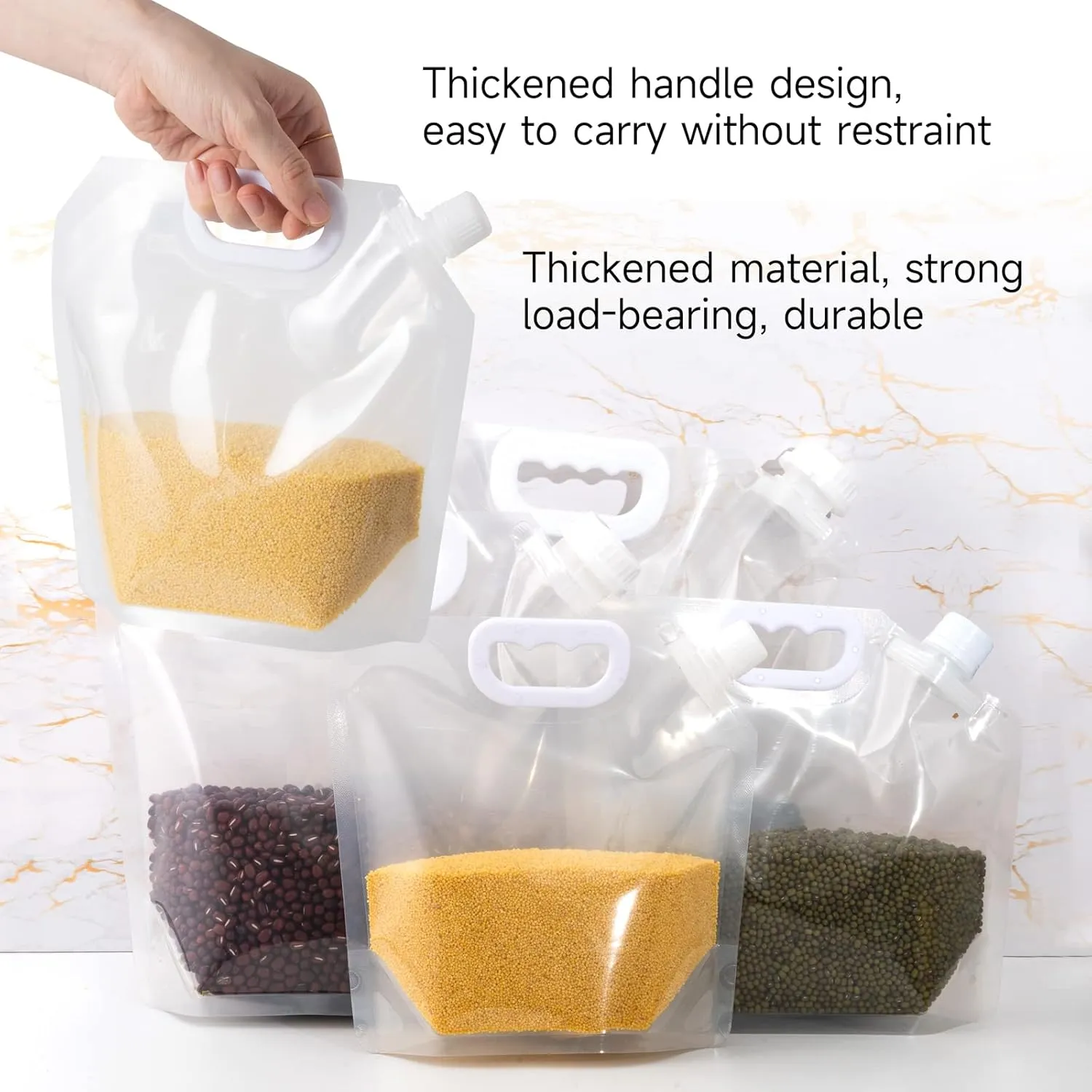 Cereal Rice Storage Bag, 10PCS(1.5L) - Airtight Grain Storage Containers with Lids Moisture Resistant Home Essentials. Kitchen Organization for Mid-Beans, sugar, Flour, Beer etc liquid