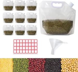 Cereal Rice Storage Bag, 10PCS(1.5L) - Airtight Grain Storage Containers with Lids Moisture Resistant Home Essentials. Kitchen Organization for Mid-Beans, sugar, Flour, Beer etc liquid