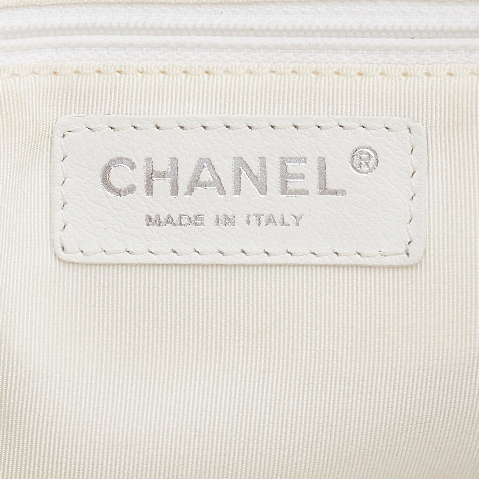 CHANEL Off White Double Quilt Leather Bowler Bag