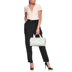 CHANEL Off White Double Quilt Leather Bowler Bag