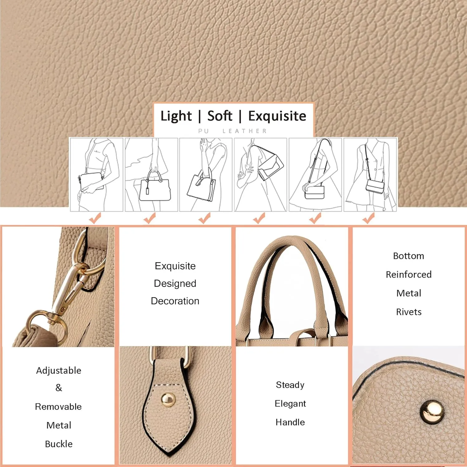 CHICAROUSAL Purses and Handbags for Women Leather Crossbody Bags Women's Tote Shoulder Bag