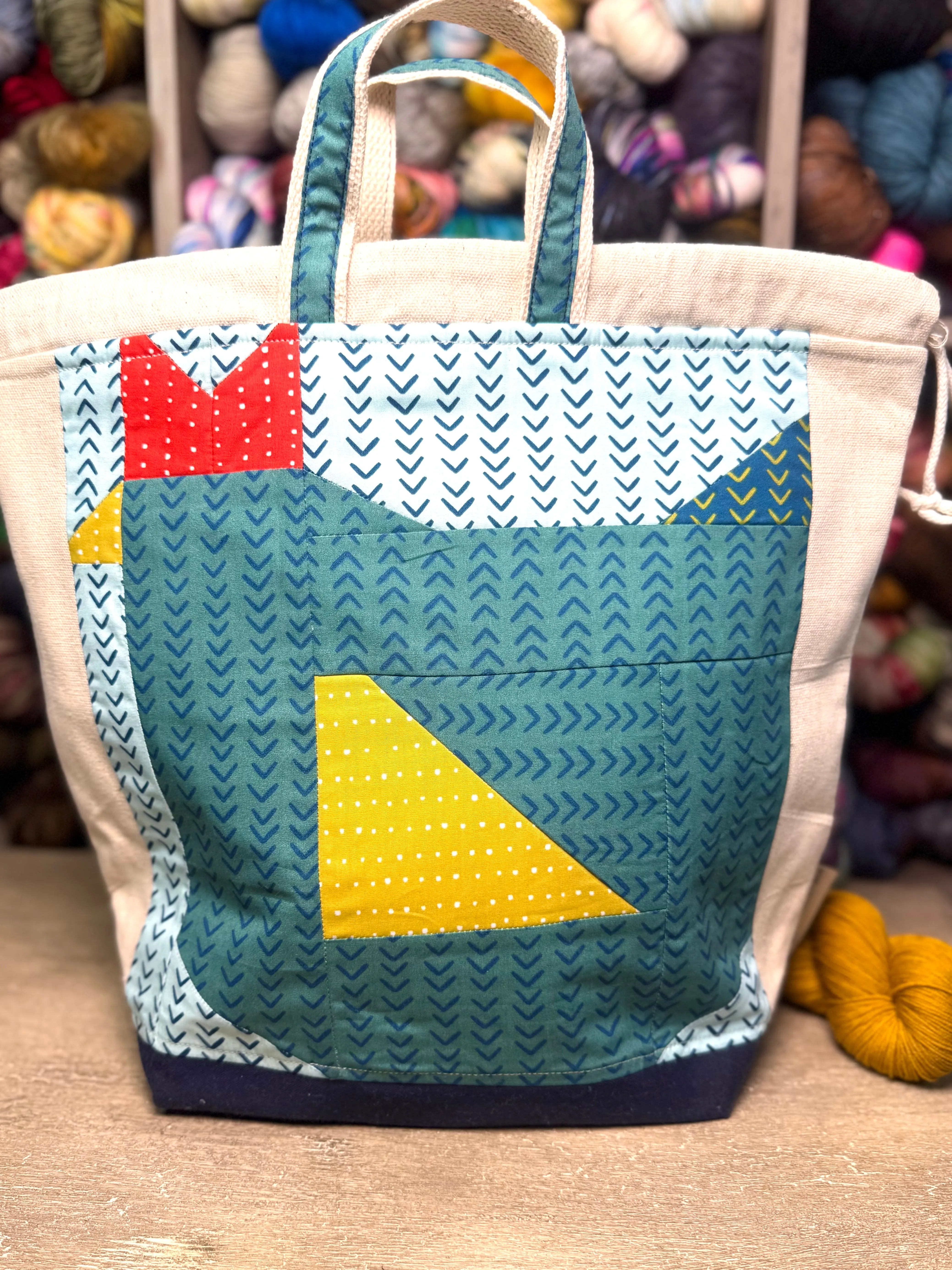 Chicken Patchwork Project Bag (teal)