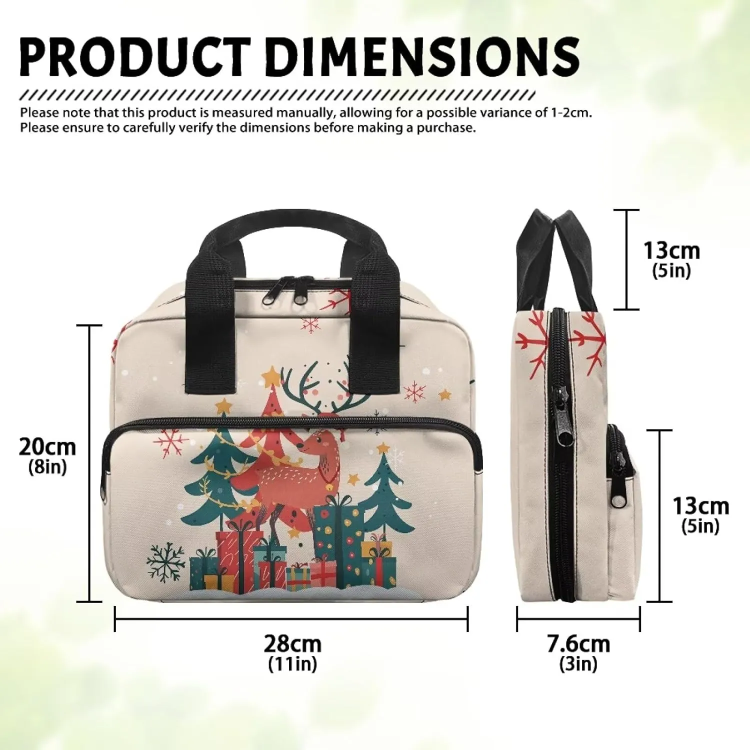 Christmas Deer Bible Cover Case for Women Men Large Bible Case with Top Handle Christmas Decoration Stylish Womens Bible Case for Church Worship