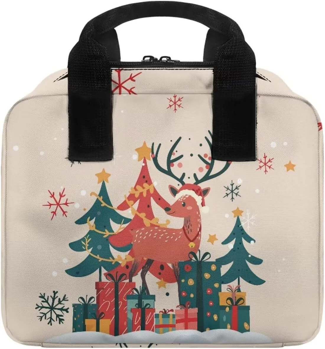 Christmas Deer Bible Cover Case for Women Men Large Bible Case with Top Handle Christmas Decoration Stylish Womens Bible Case for Church Worship