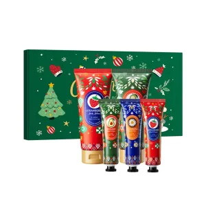 Christmas Gifts Set, 2 Body Skincare Stocking Stuffers, 3 Fruit Hand Cream Set - Strawberry Chamomile Avacado