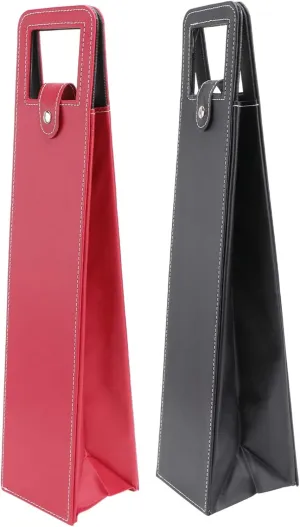 Ciieeo 2 Pcs Fashion Wine Bottle Protector Sleeve Sturdy Leather Cover Bottle Bag for Travel Hotel Restaurant Bar Office Use