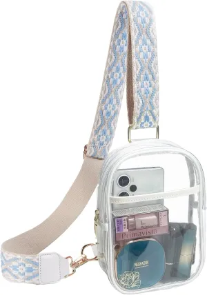 Clear Bag for Stadium Events,Clear Sling Bag for Women,Clear Crossbody Bag Fanny Pack Stadium with Adjustable Strap
