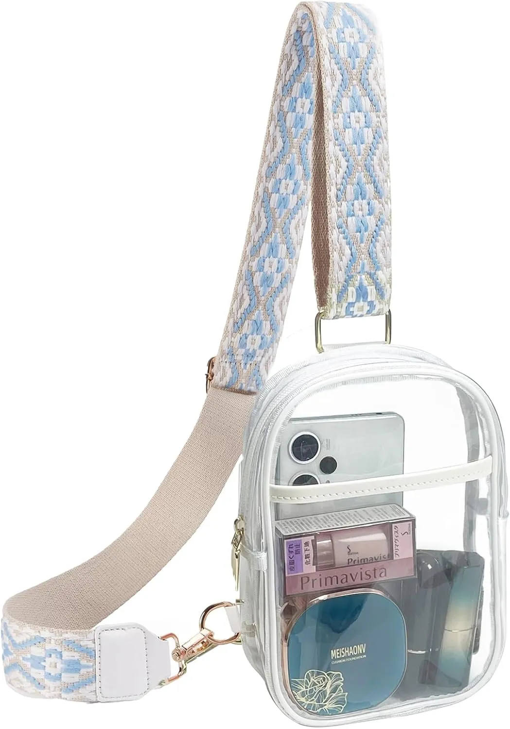 Clear Bag for Stadium Events,Clear Sling Bag for Women,Clear Crossbody Bag Fanny Pack Stadium with Adjustable Strap