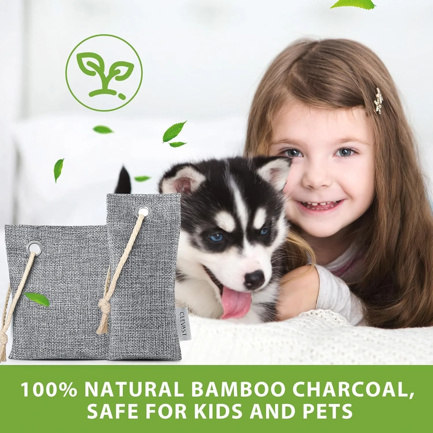 CLEVAST 16 Pack Activated Bamboo Charcoal Air Purifying Bags(8x100g, 8x50g), Natural Fresh Odor Absorber, Deodorizer and Moisture Eliminator, Air Purifier Bags for Home, Closet, Car Air freshener
