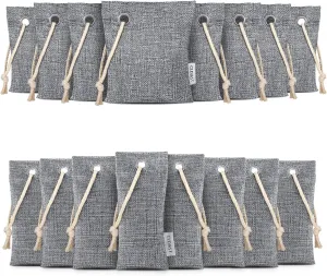 CLEVAST 16 Pack Activated Bamboo Charcoal Air Purifying Bags(8x100g, 8x50g), Natural Fresh Odor Absorber, Deodorizer and Moisture Eliminator, Air Purifier Bags for Home, Closet, Car Air freshener