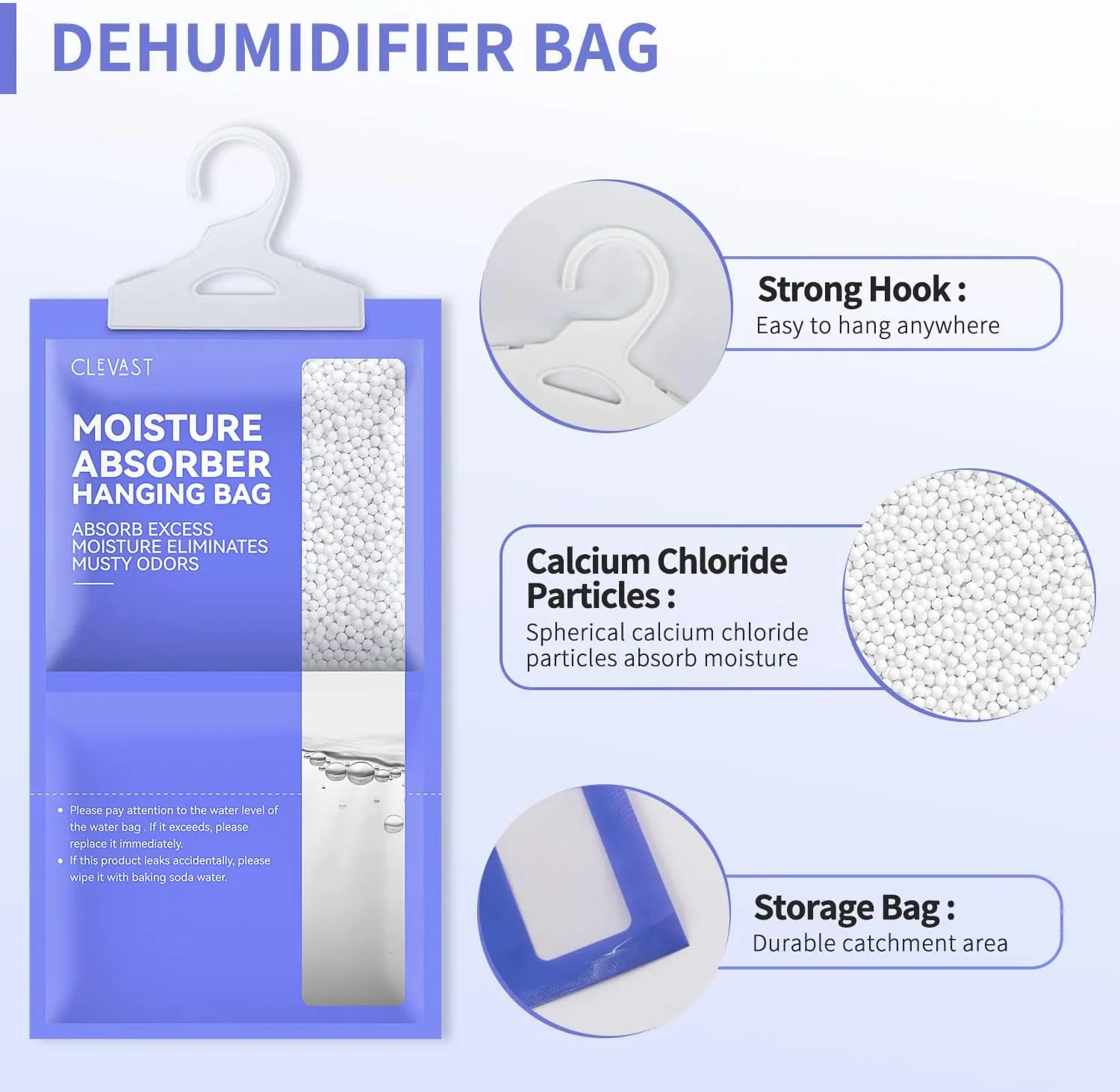 CLEVAST Moisture Absorbers Packets 10 Pack, Dehumidifier Bags for Closet, Unscented Hanging Humidity Absorber in Wardrobes, Bedrooms, Bathrooms(230g/pack)