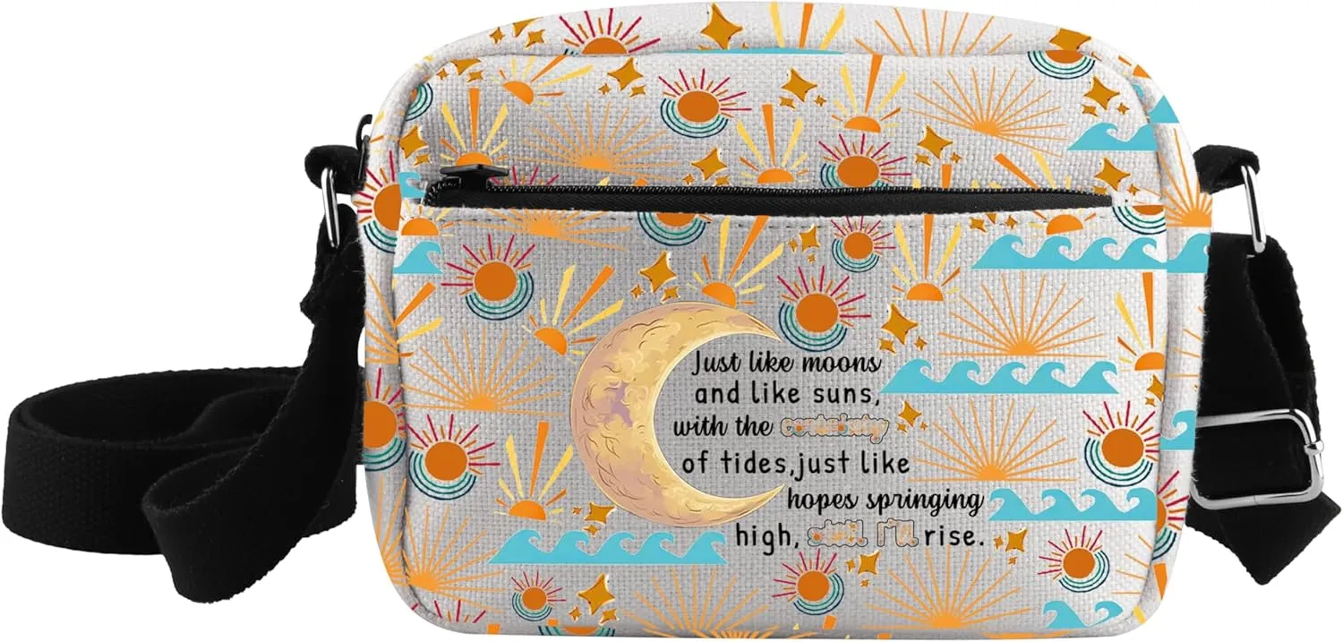 CMNIM Still Rise Inspirational Gifts Still Rise Quote Crossbody Bag Feminism Gifts for Women Book Lover Shoulder Purse