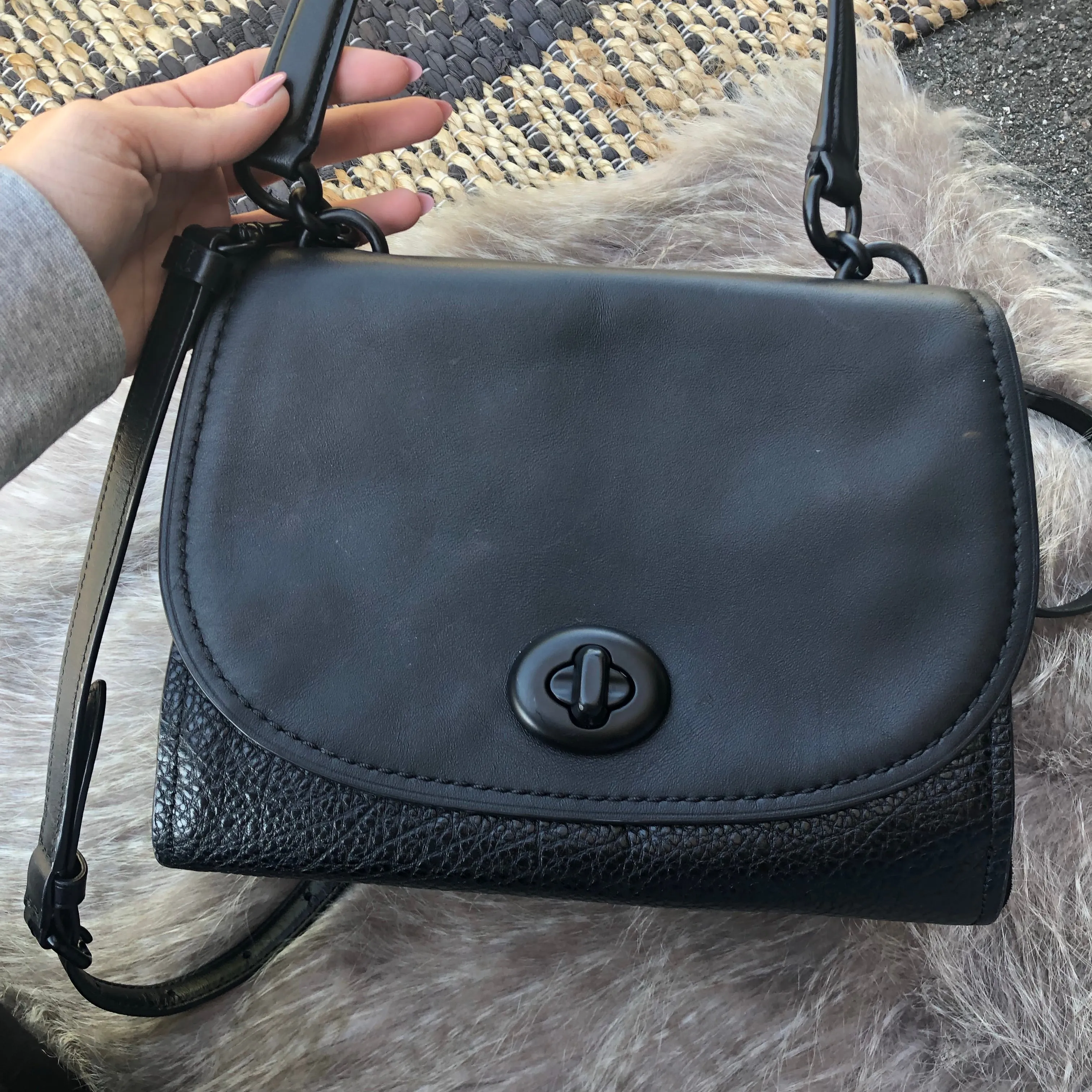 Coach Turnlock Leather Suede Crossbody