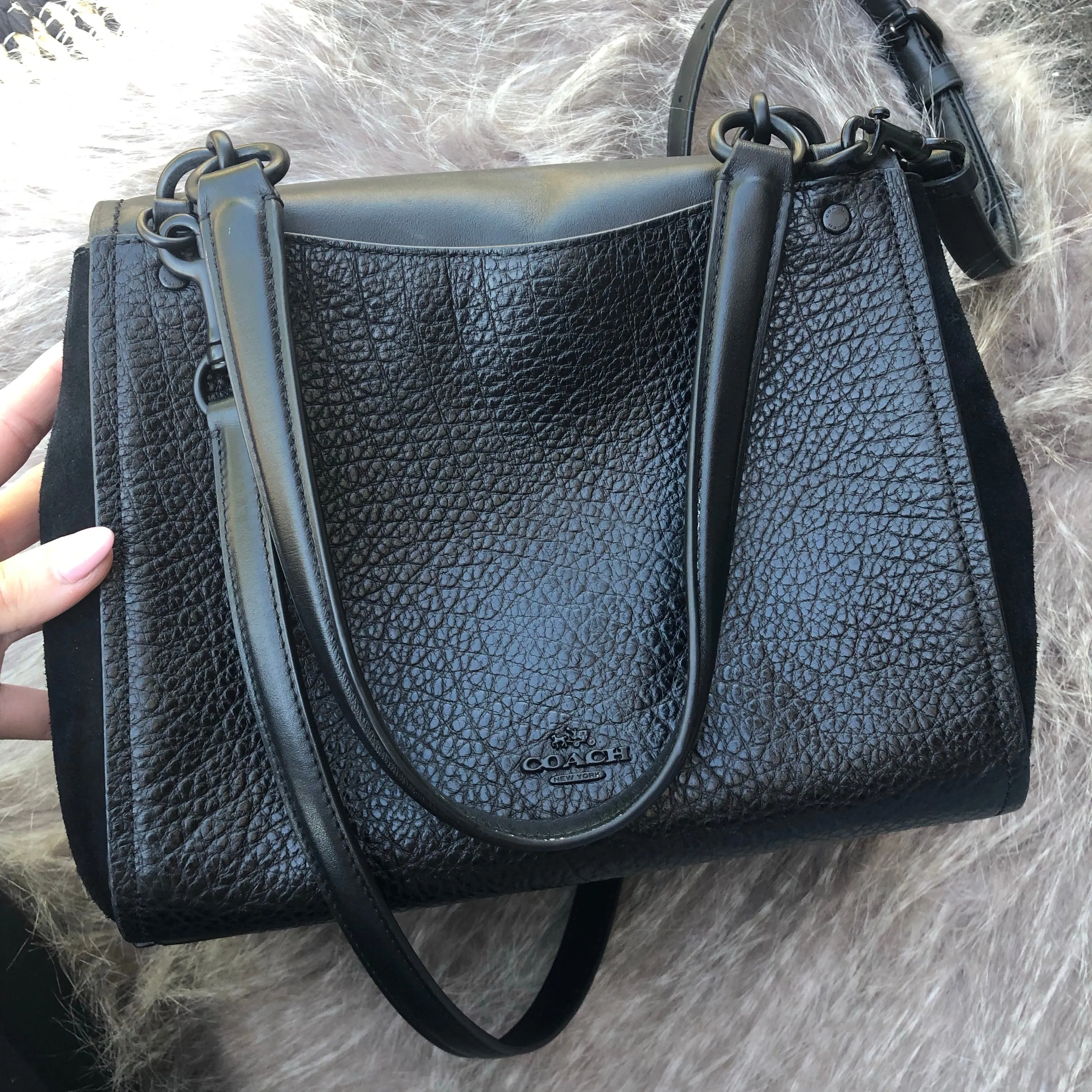 Coach Turnlock Leather Suede Crossbody