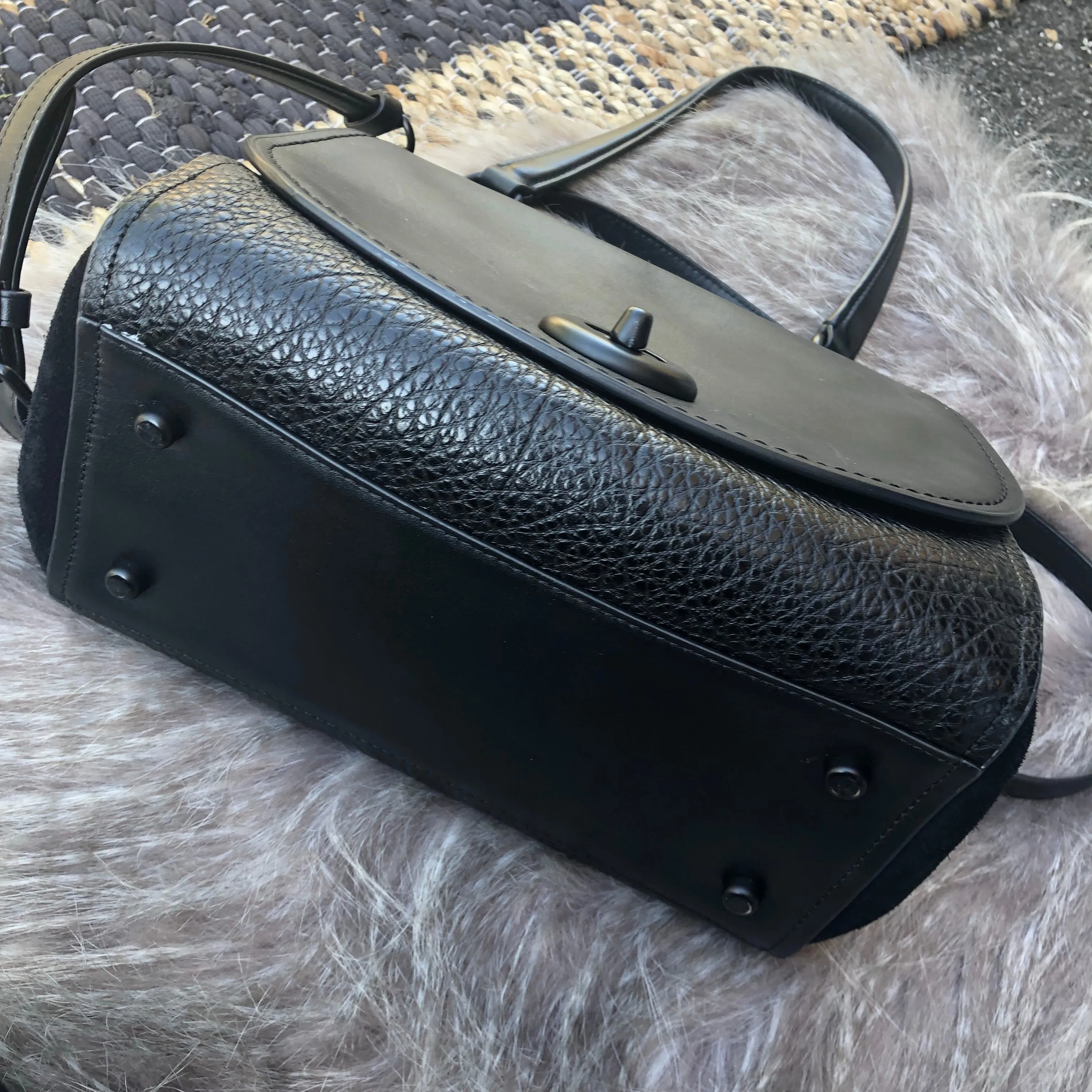 Coach Turnlock Leather Suede Crossbody