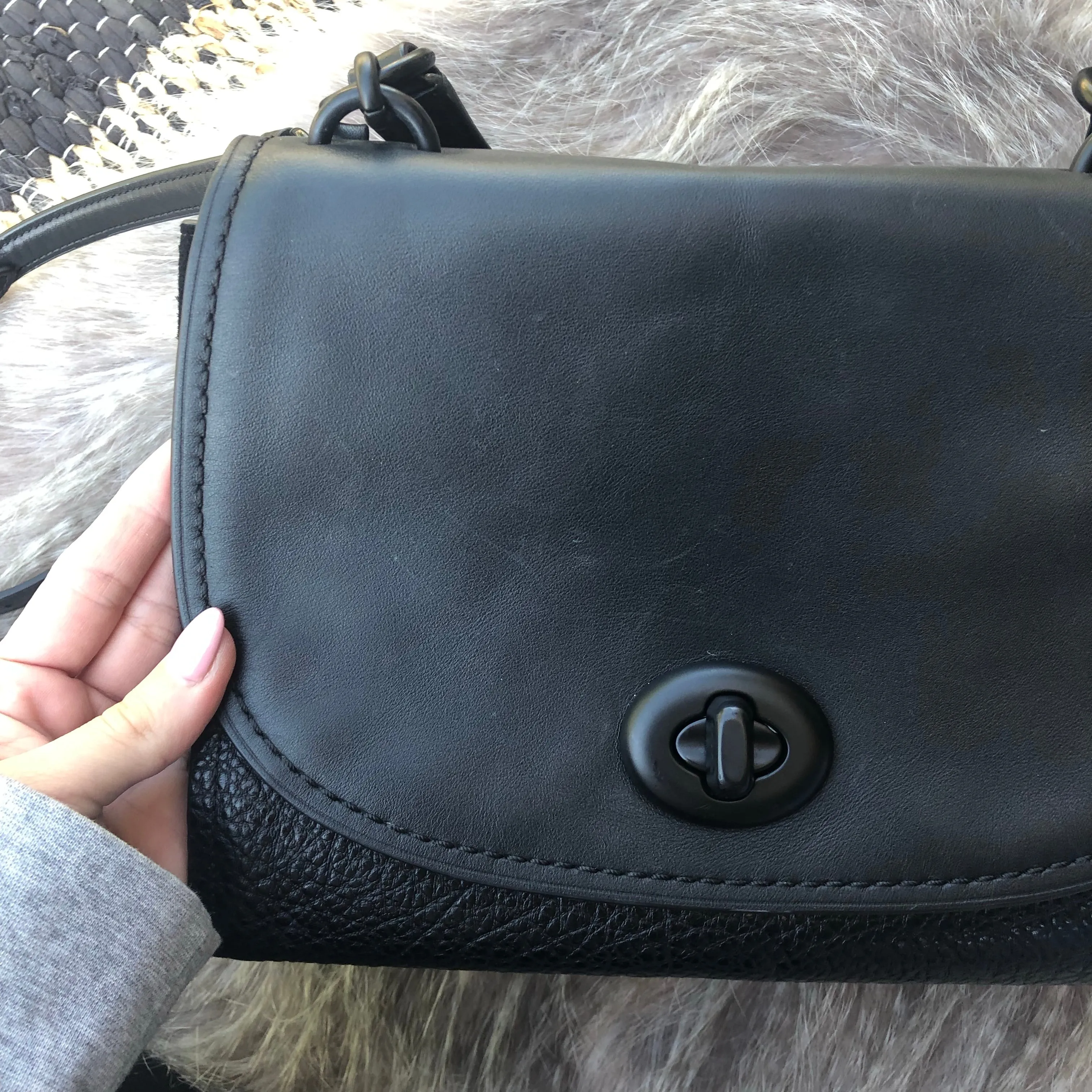 Coach Turnlock Leather Suede Crossbody