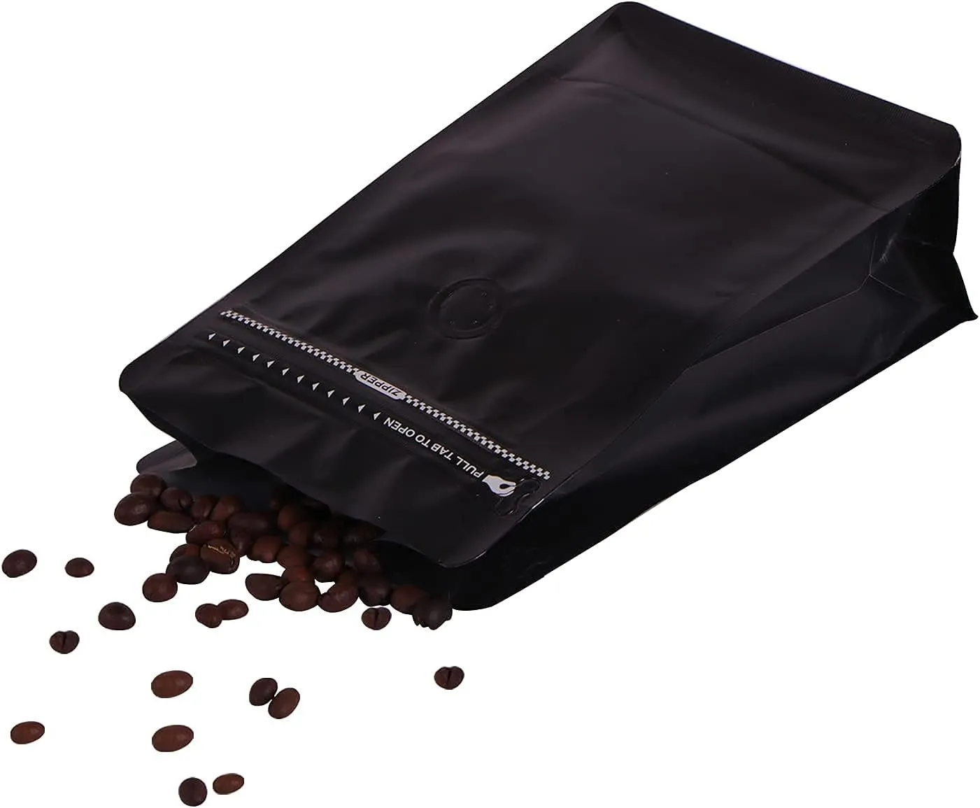 Coffee Bags with Valve,(100pcs,16 oz,1lb) Black High Barrier Aluminum Foil Flat Bottom Stand up Empty Coffee Beans Storage Bag