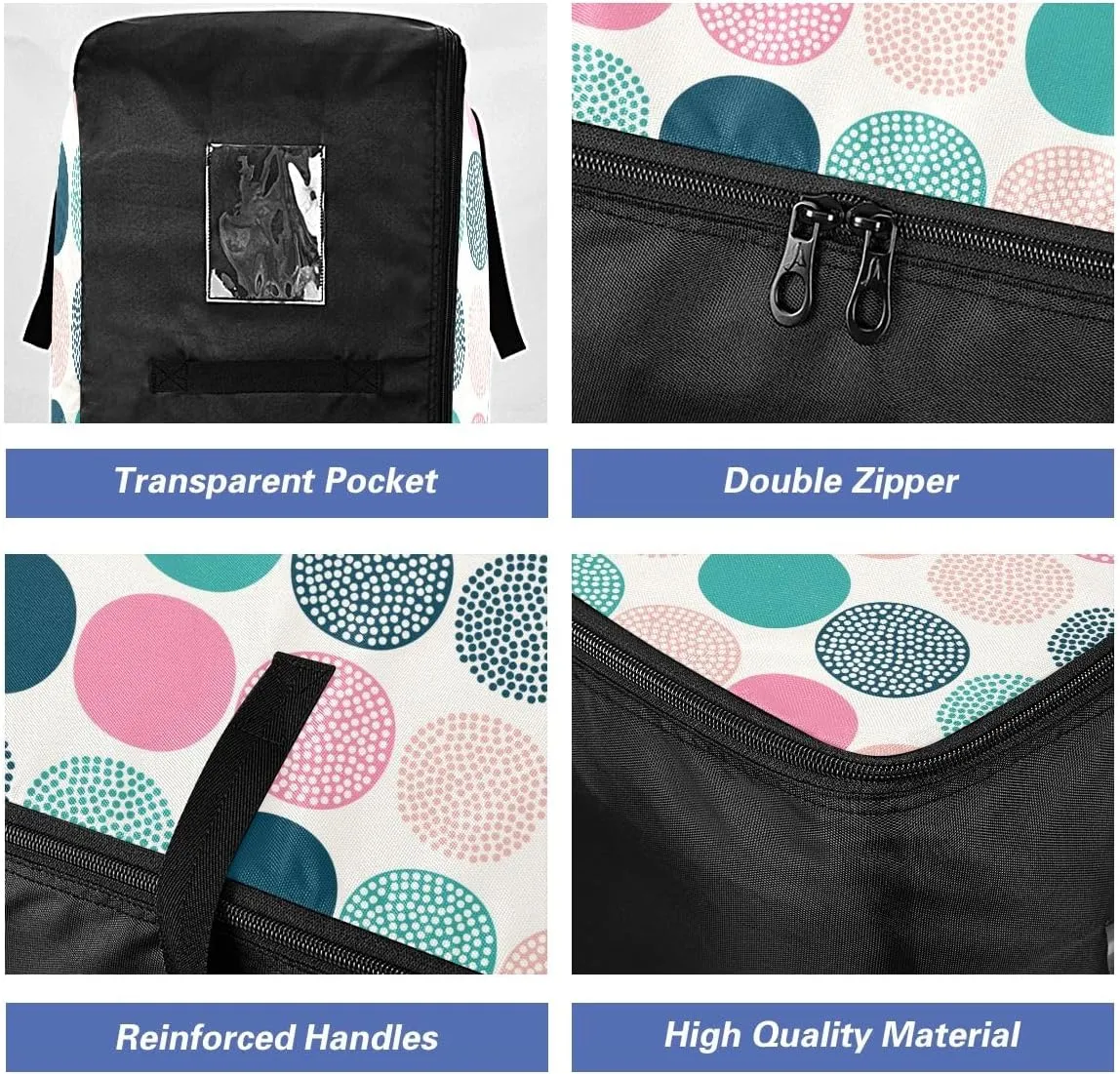 Colorful Polka Dots Storage Bag, 27.5x19.7x11 In, Reusable and Sustainable Space Saving Packing Totes for Moving Supplies Storage