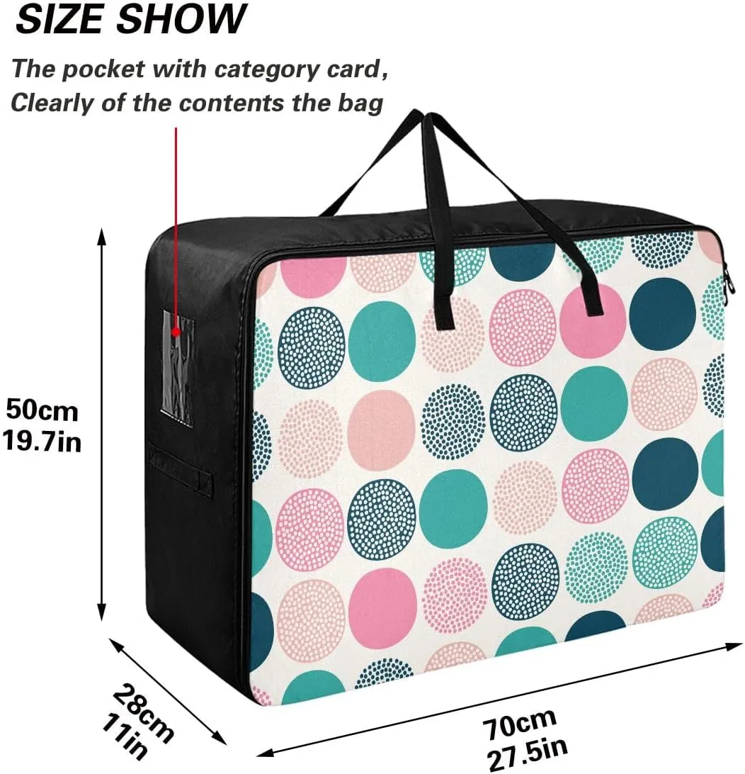 Colorful Polka Dots Storage Bag, 27.5x19.7x11 In, Reusable and Sustainable Space Saving Packing Totes for Moving Supplies Storage