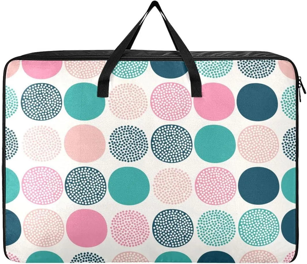 Colorful Polka Dots Storage Bag, 27.5x19.7x11 In, Reusable and Sustainable Space Saving Packing Totes for Moving Supplies Storage