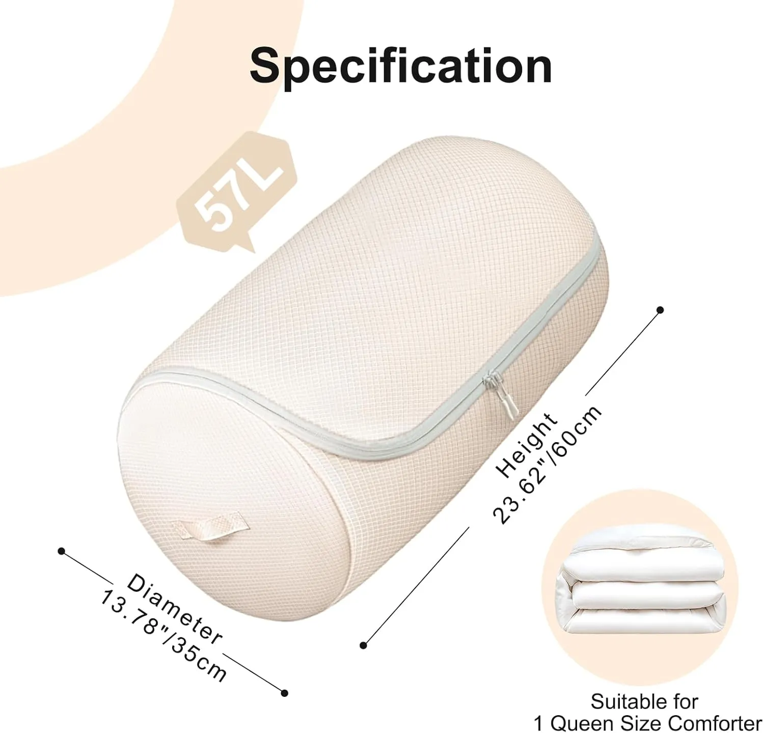 Comforter Storage Bag - Space-saving Bedding Storage for Queen Duvet, Washable Comforter Organizer, 6-Pack, Beige