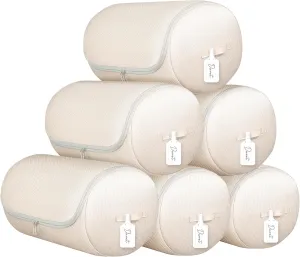 Comforter Storage Bag - Space-saving Bedding Storage for Queen Duvet, Washable Comforter Organizer, 6-Pack, Beige