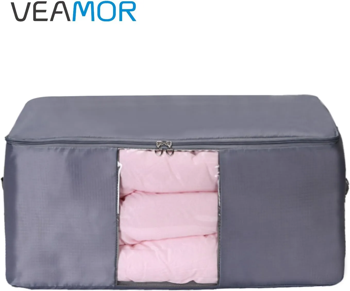 Comforter Storage Bags Pack of 2,Pillow Beddings/Blanket Clothes Organizer Storage Containers with Zippers,Breathable and Moistureproof(Grey 2pcs, XXL)
