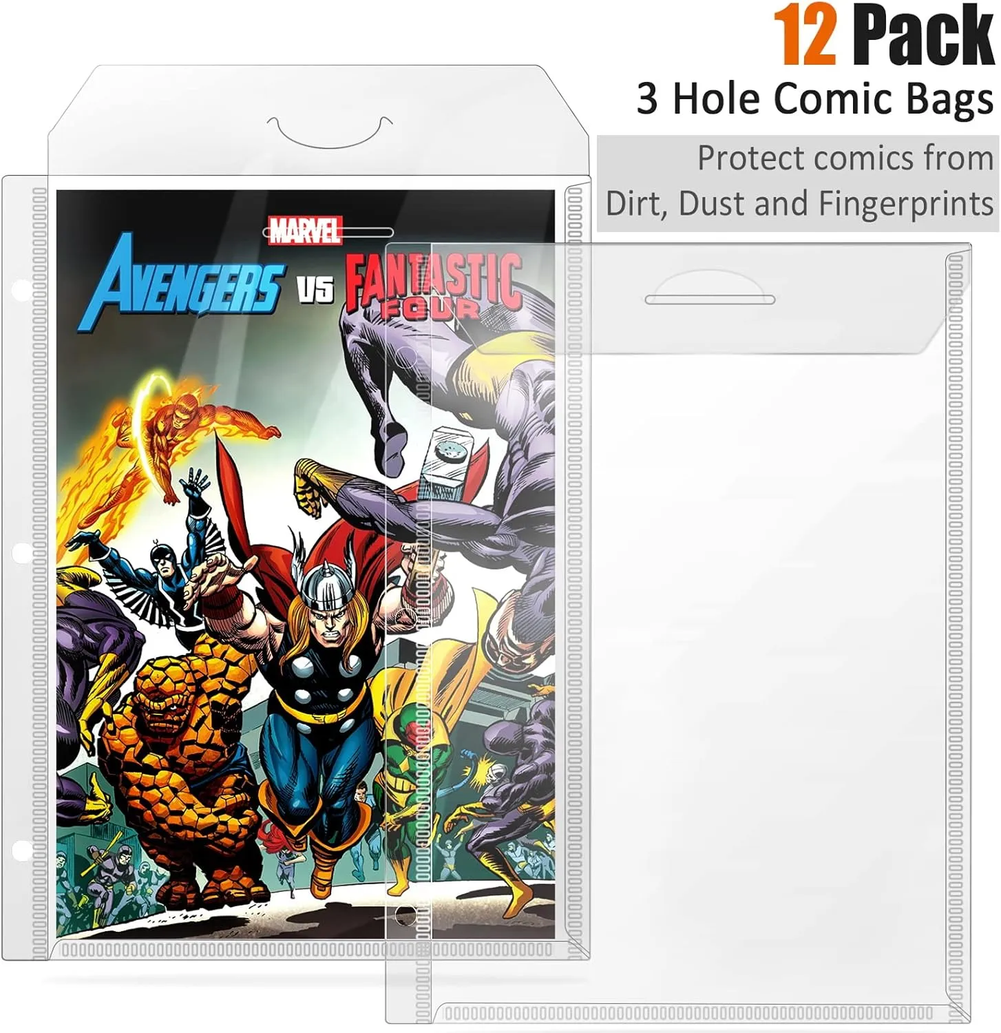 Comic Book Bags, Binder Sleeves for Comic Books, 12 Pack Comics Protector Bags